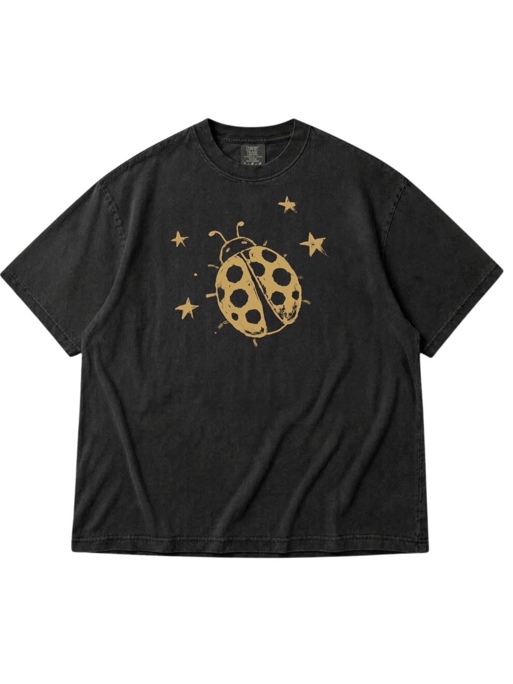 Comfort Colors Black Tee with Gold Ladybug Graphic, Gift For Her, For Him